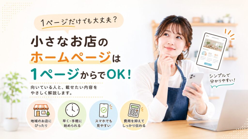 1ページだけのホームページで大丈夫？向いているお店と必要な内容